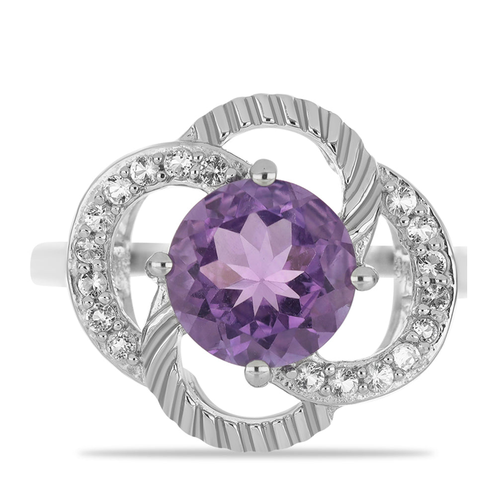 Silberring mit Amethyst aus Vera Cruz und weißem Topas