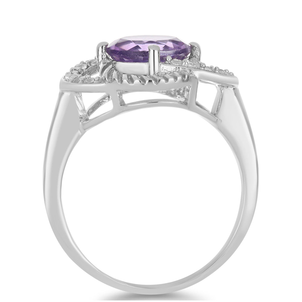 Silberring mit Amethyst aus Vera Cruz und weißem Topas 2 