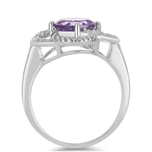 Silberring mit Amethyst aus Vera Cruz und weißem Topas