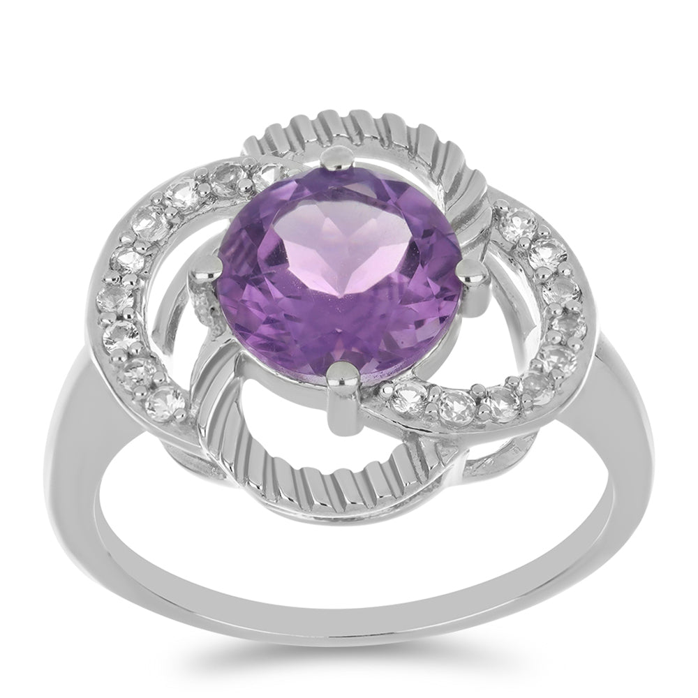 Silberring mit Amethyst aus Vera Cruz und weißem Topas