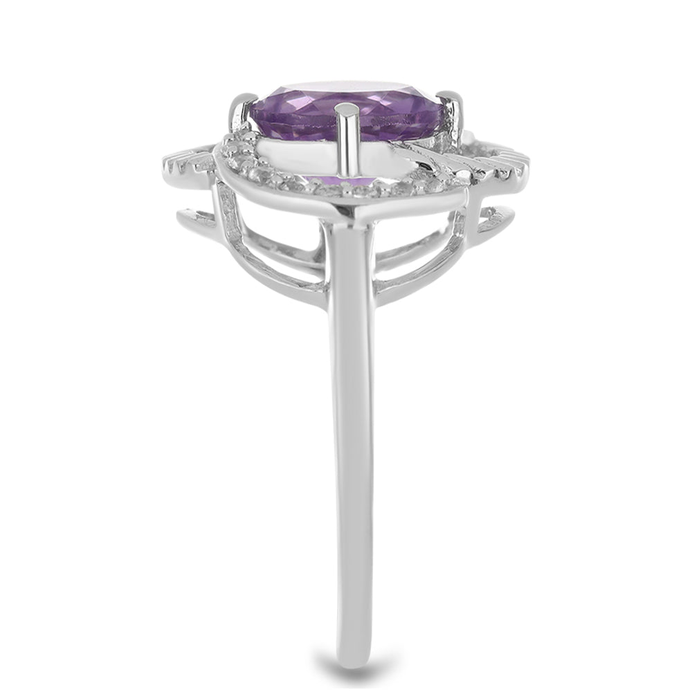 Silberring mit Amethyst aus Vera Cruz und weißem Topas