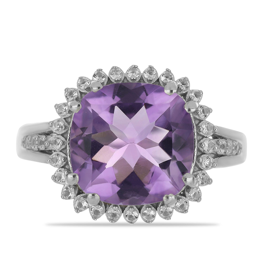 Silberring mit Amethyst aus Vera Cruz und weißem Topas