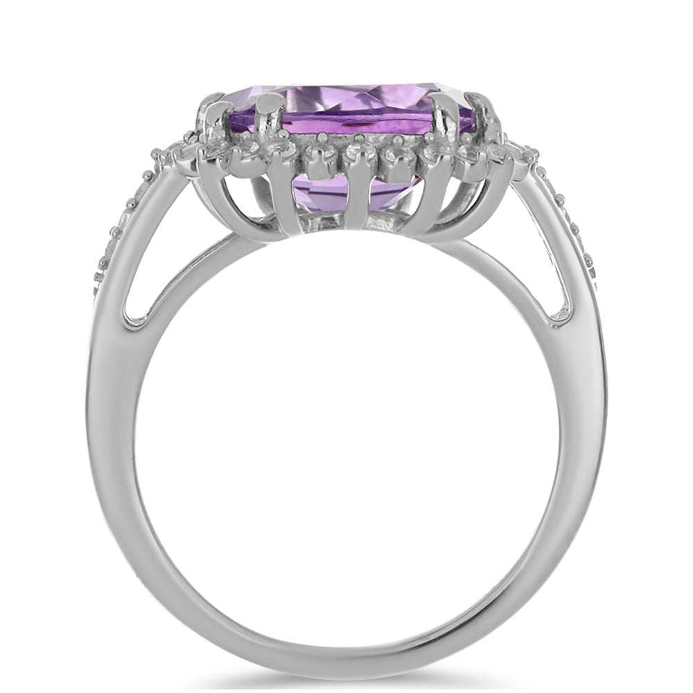 Silberring mit Amethyst aus Vera Cruz und weißem Topas 2 