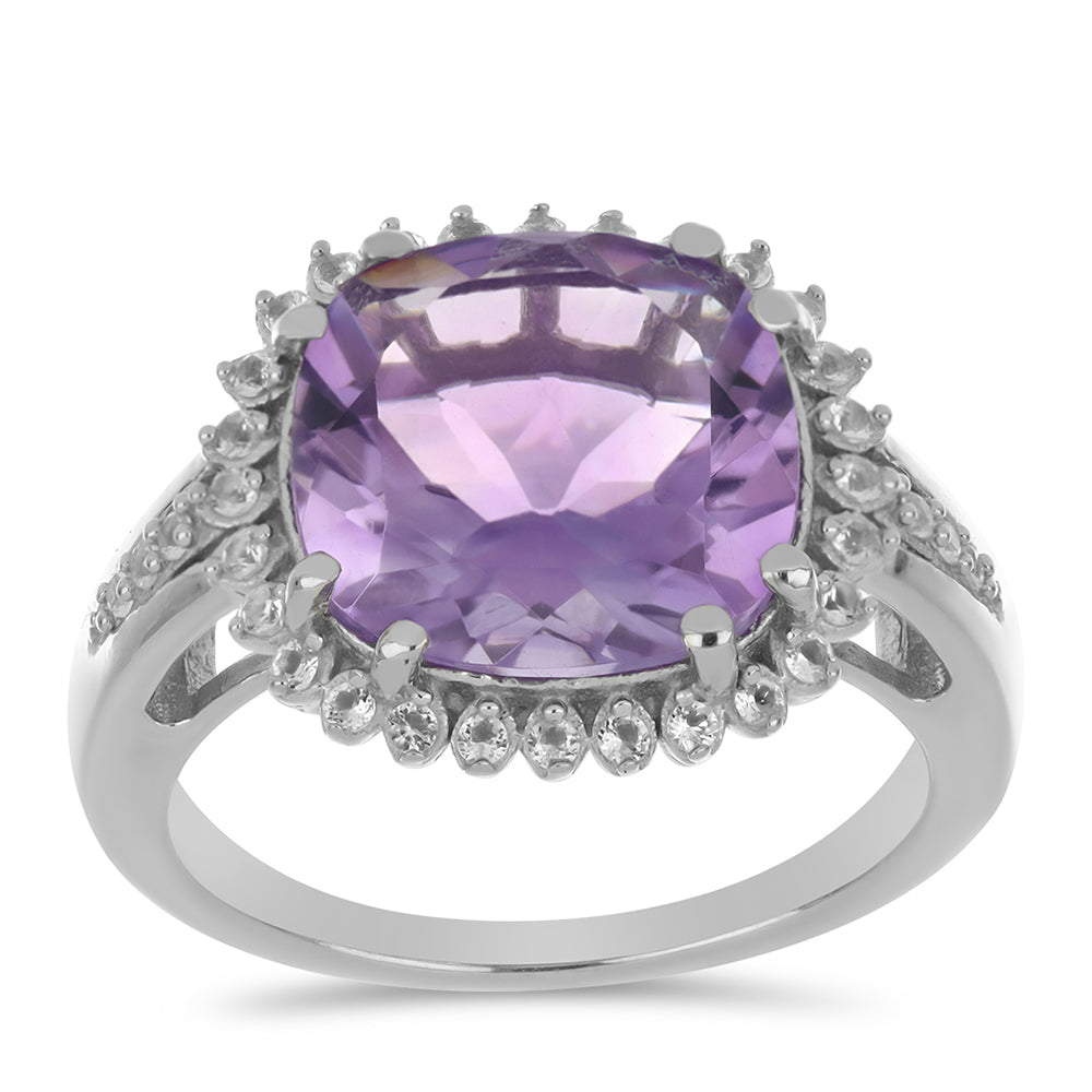 Silberring mit Amethyst aus Vera Cruz und weißem Topas 3 