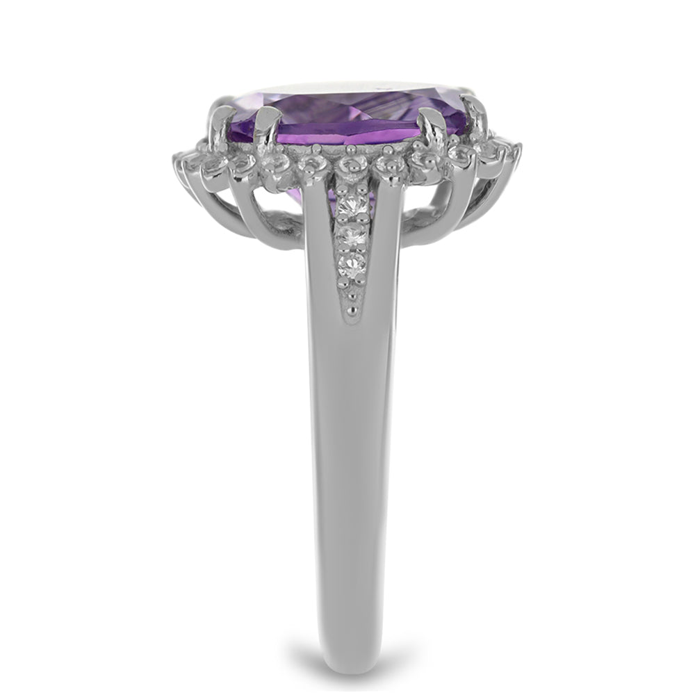 Silberring mit Amethyst aus Vera Cruz und weißem Topas