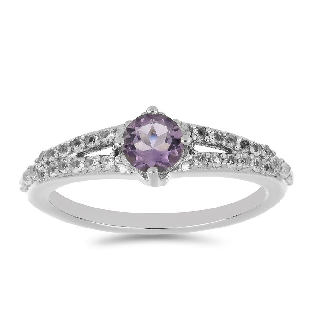 Silberring mit Amethyst aus Vera Cruz und weißem Topas 3 