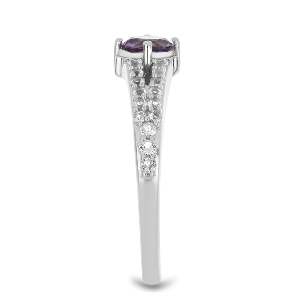 Silberring mit Amethyst aus Vera Cruz und weißem Topas