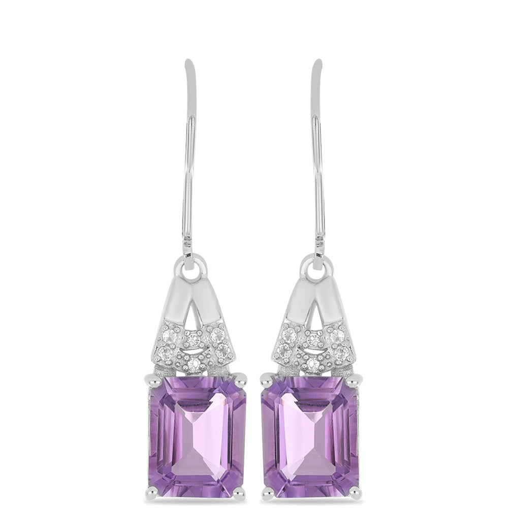 Silberohrringe mit Amethyst aus Vera Cruz und weißem Topas