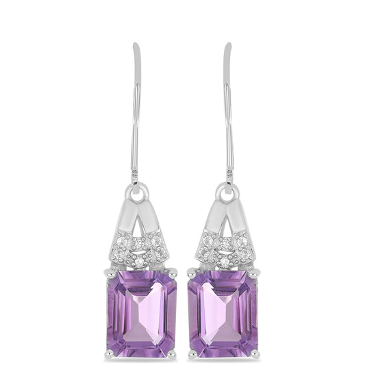 Silberohrringe mit Amethyst aus Vera Cruz und weißem Topas