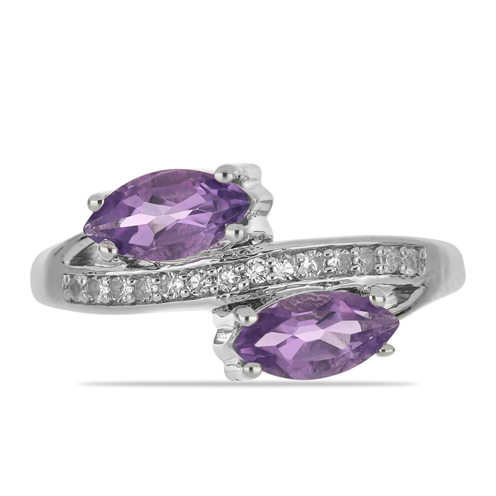 Silberring mit Amethyst aus Vera Cruz und weißem Topas