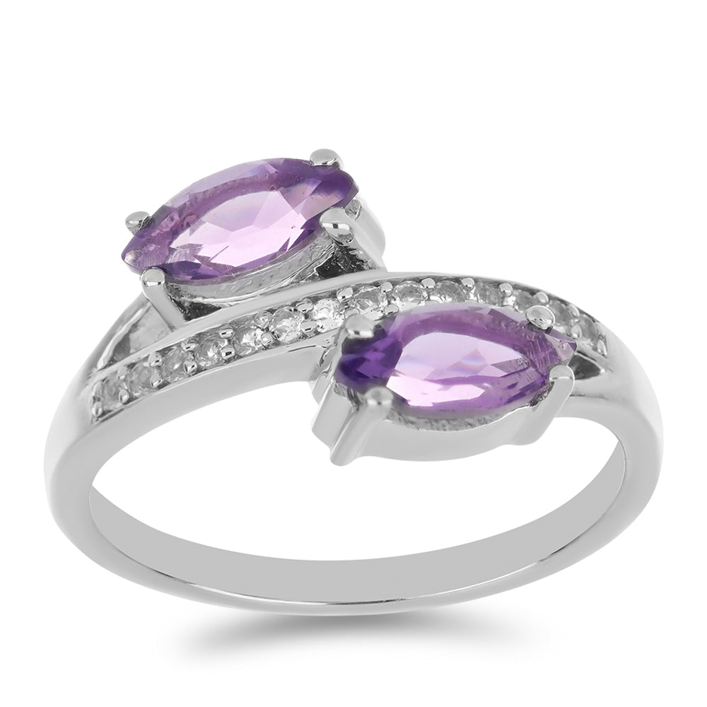 Silberring mit Amethyst aus Vera Cruz und weißem Topas