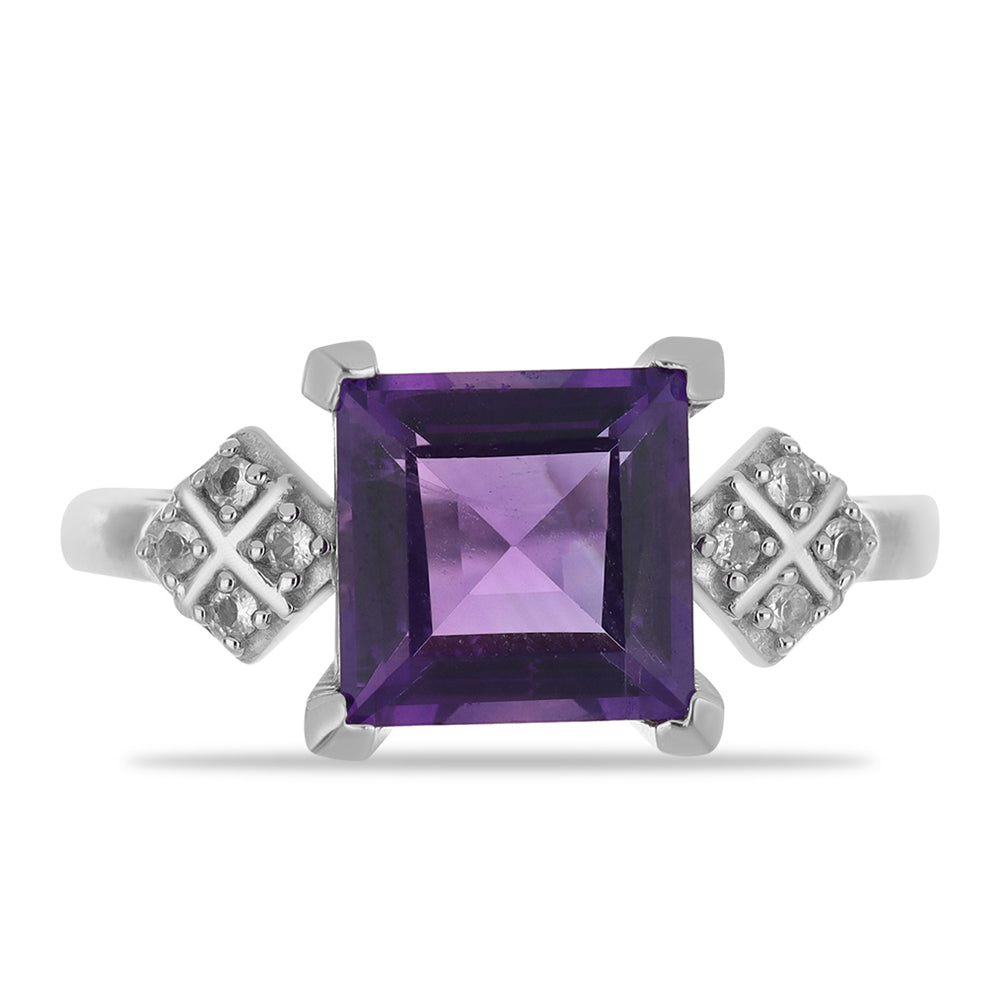 Silberring mit Amethyst aus Vera Cruz und weißem Topas 1 