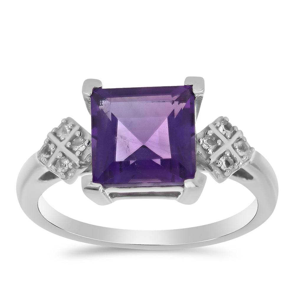 Silberring mit Amethyst aus Vera Cruz und weißem Topas