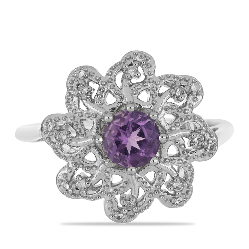 Silberring mit Amethyst aus Vera Cruz und weißem Topas