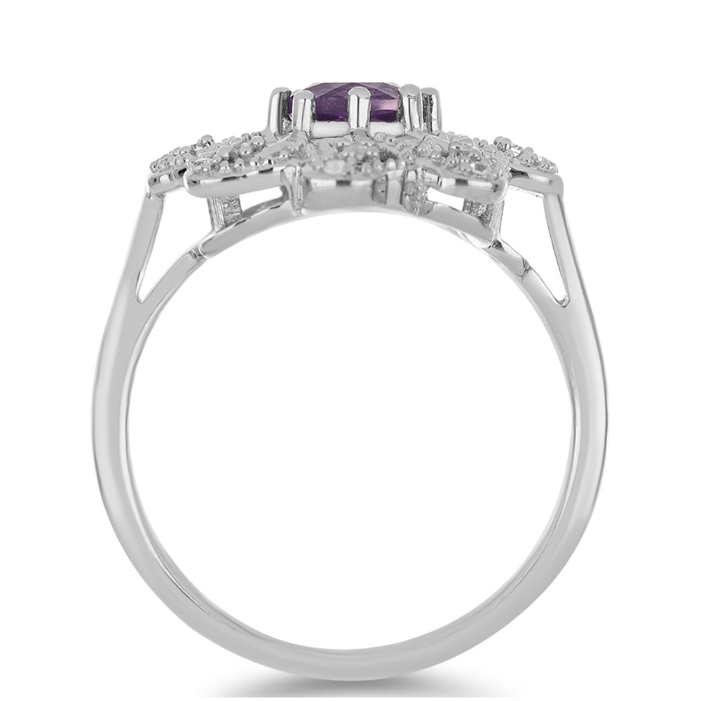 Silberring mit Amethyst aus Vera Cruz und weißem Topas