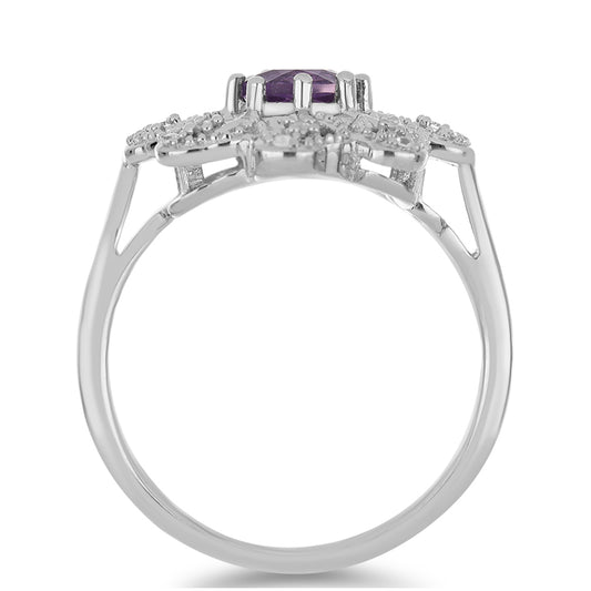 Silberring mit Amethyst aus Vera Cruz und weißem Topas