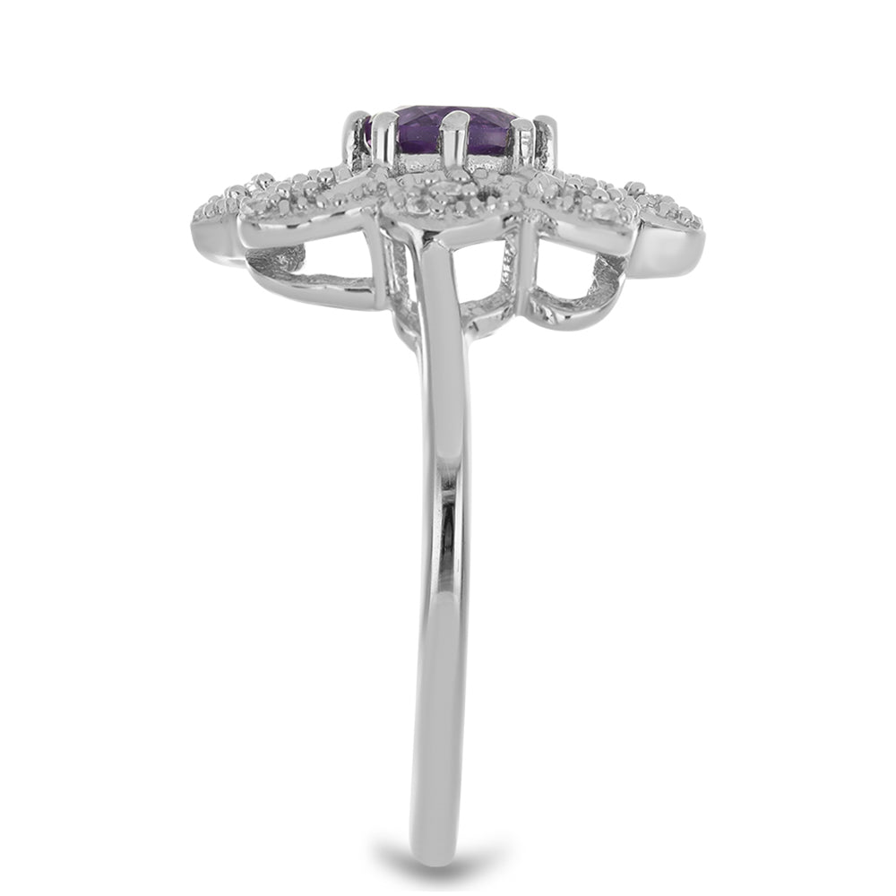 Silberring mit Amethyst aus Vera Cruz und weißem Topas