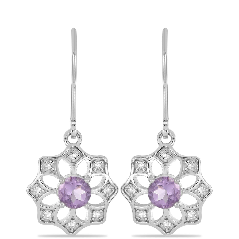 Silberohrringe mit Amethyst aus Vera Cruz und weißem Topas