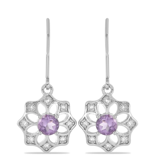 Silberohrringe mit Amethyst aus Vera Cruz und weißem Topas