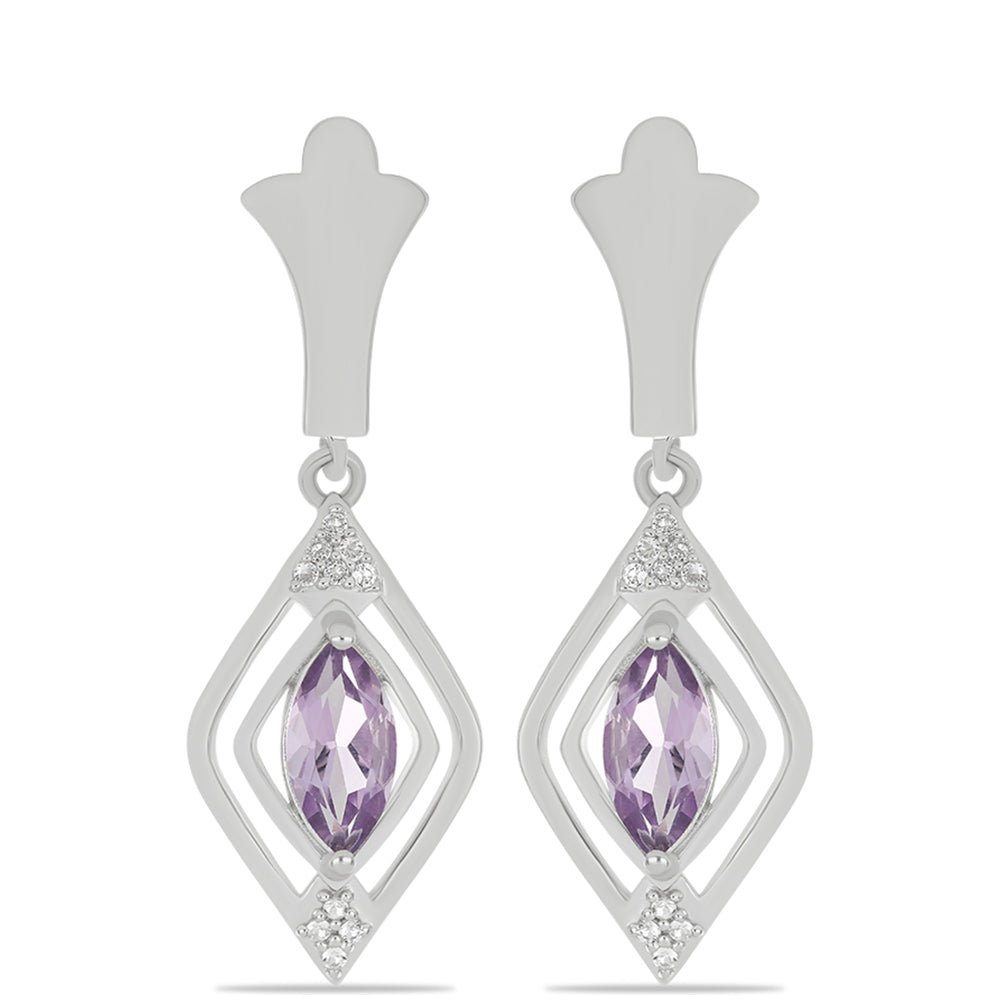 Silberohrringe mit Amethyst aus Vera Cruz und weißem Topas