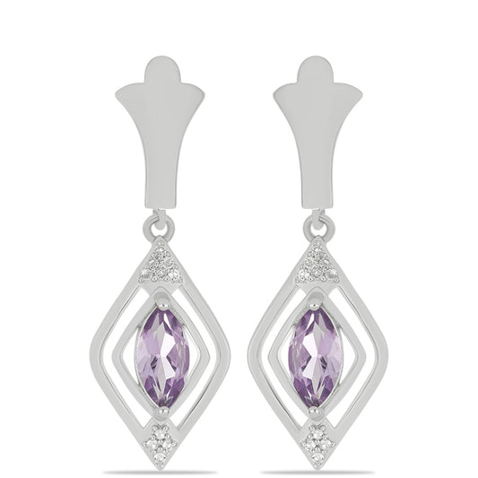 Silberohrringe mit Amethyst aus Vera Cruz und weißem Topas