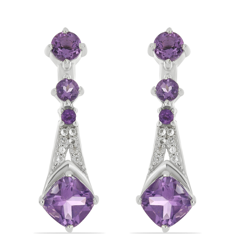 Silberohrringe mit Amethyst aus Vera Cruz und weißem Topas