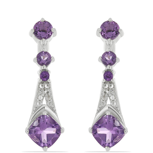 Silberohrringe mit Amethyst aus Vera Cruz und weißem Topas