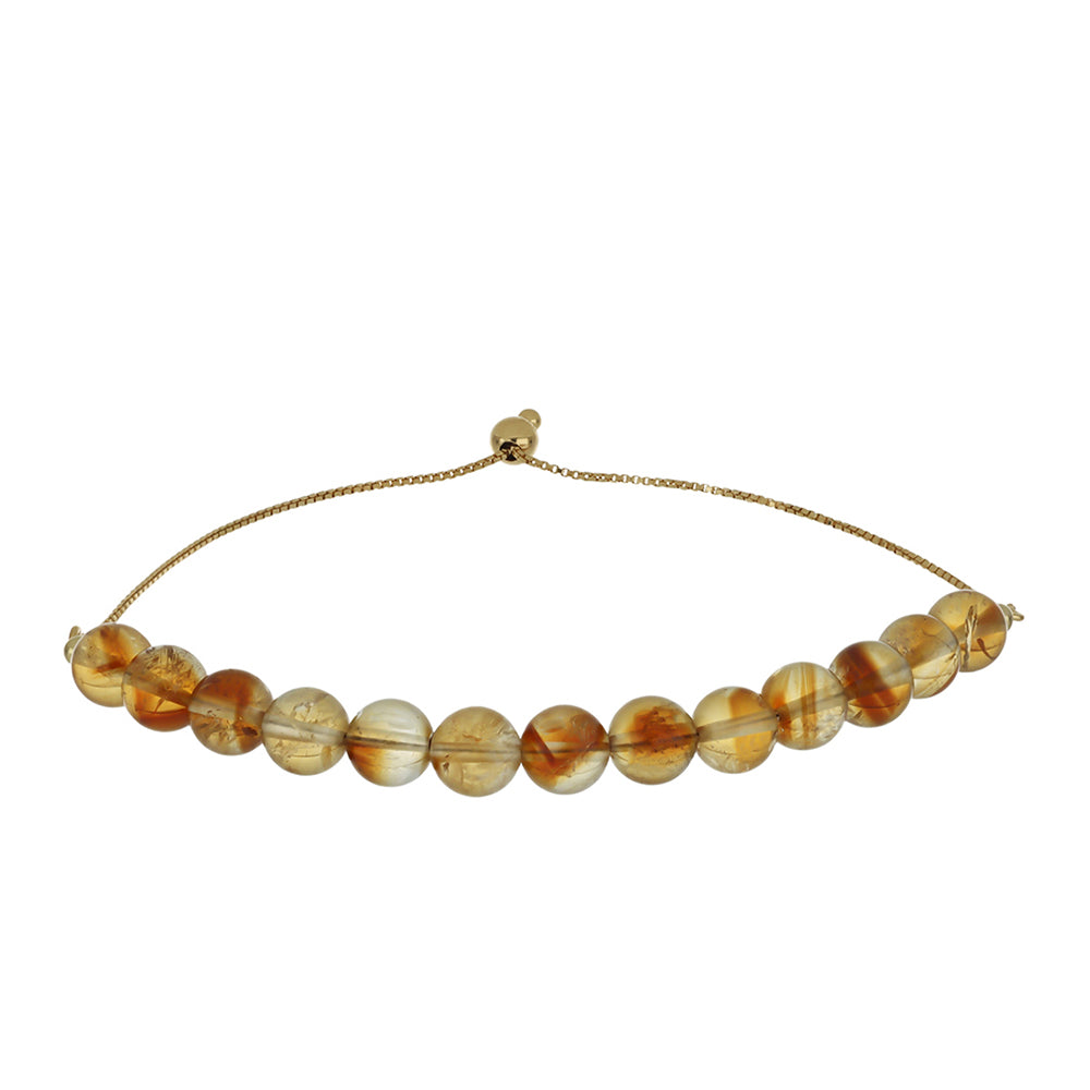 Goldplattiertes Silberarmband mit Cognac-Quarz