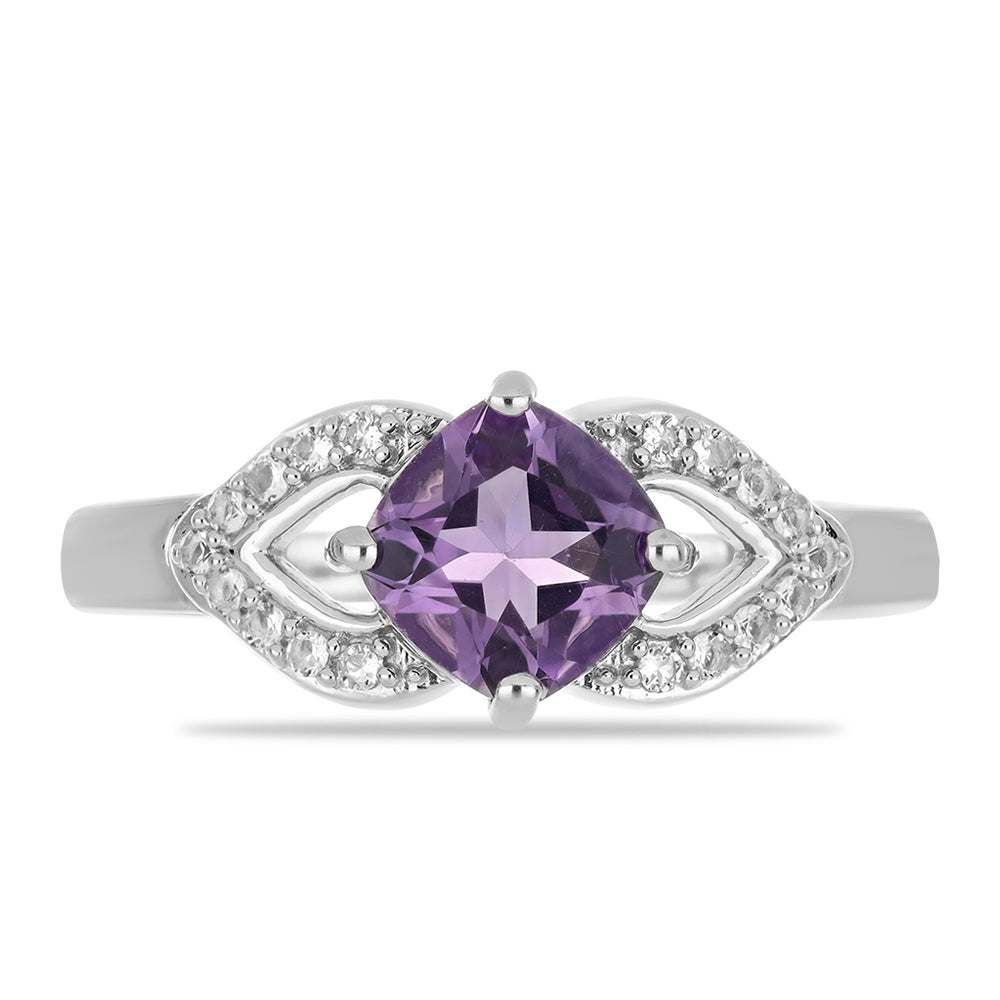 Silberring mit Amethyst aus Vera Cruz und weißem Topas 1 