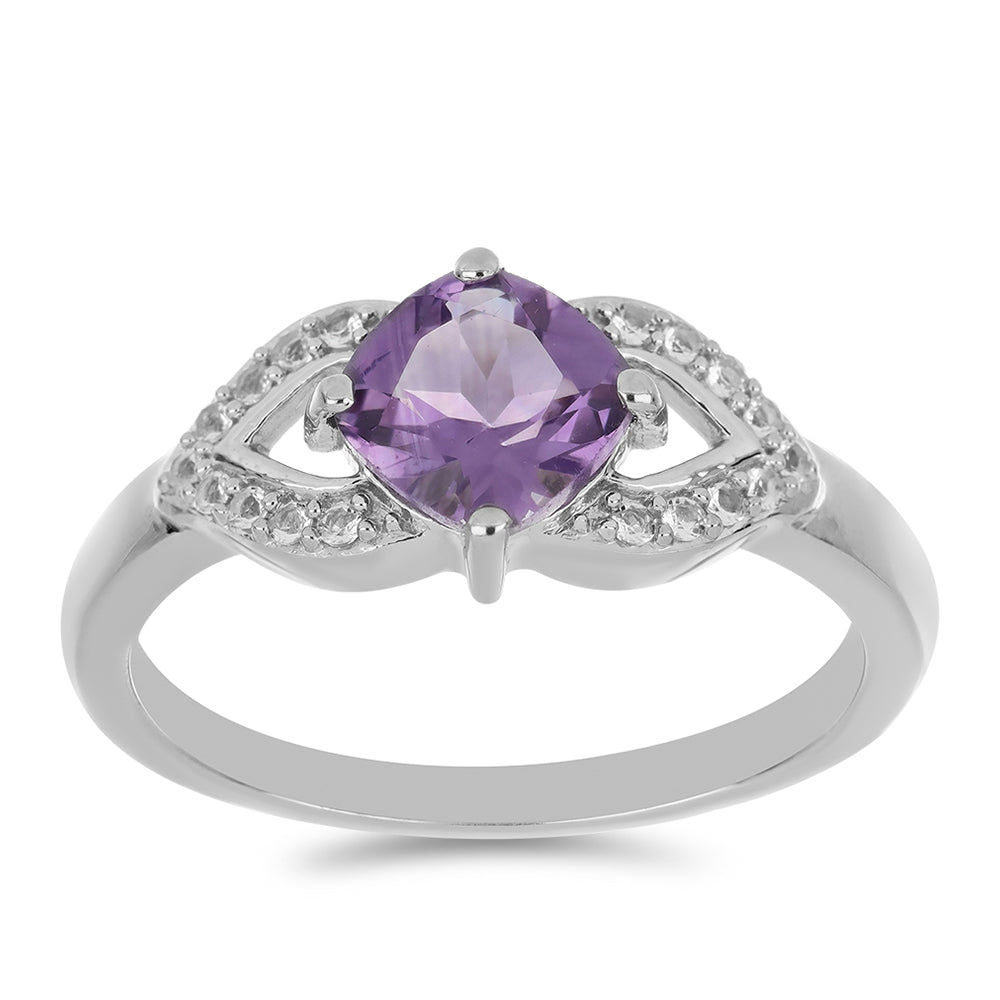 Silberring mit Amethyst aus Vera Cruz und weißem Topas