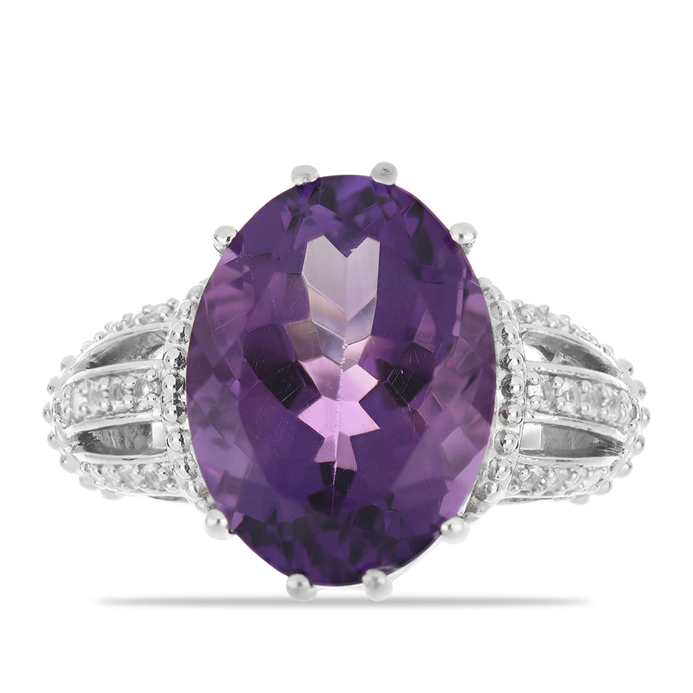 Silberring mit Amethyst aus Vera Cruz und weißem Topas 1 