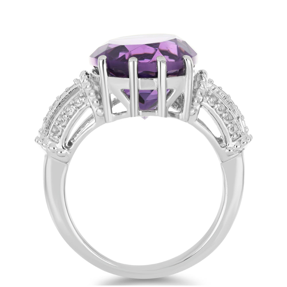 Silberring mit Amethyst aus Vera Cruz und weißem Topas