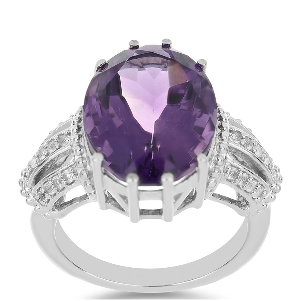 Silberring mit Amethyst aus Vera Cruz und weißem Topas