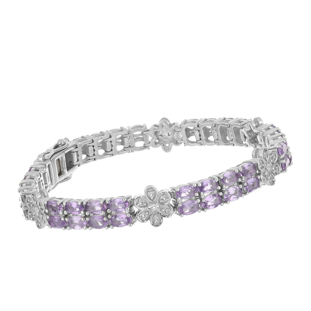 Silberarmband mit Amethyst aus Vera Cruz und weißem Topas