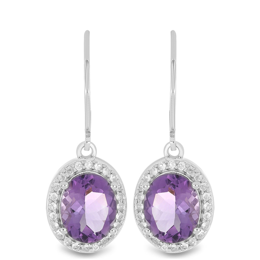 Silberohrringe mit Amethyst aus Vera Cruz und weißem Topas