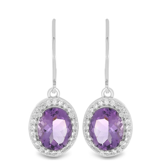 Silberohrringe mit Amethyst aus Vera Cruz und weißem Topas