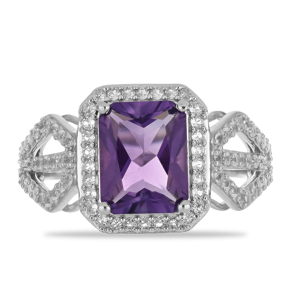 Silberring mit Amethyst aus Vera Cruz und weißem Topas 1 