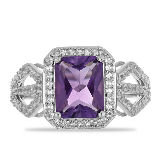 Silberring mit Amethyst aus Vera Cruz und weißem Topas