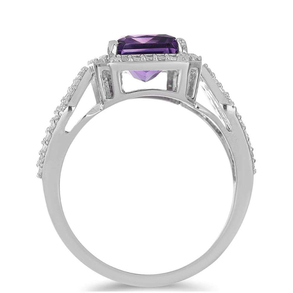 Silberring mit Amethyst aus Vera Cruz und weißem Topas 2 