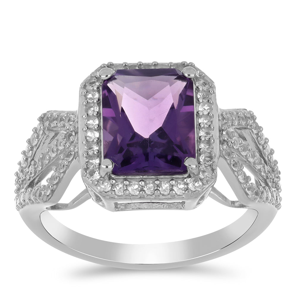 Silberring mit Amethyst aus Vera Cruz und weißem Topas 3 