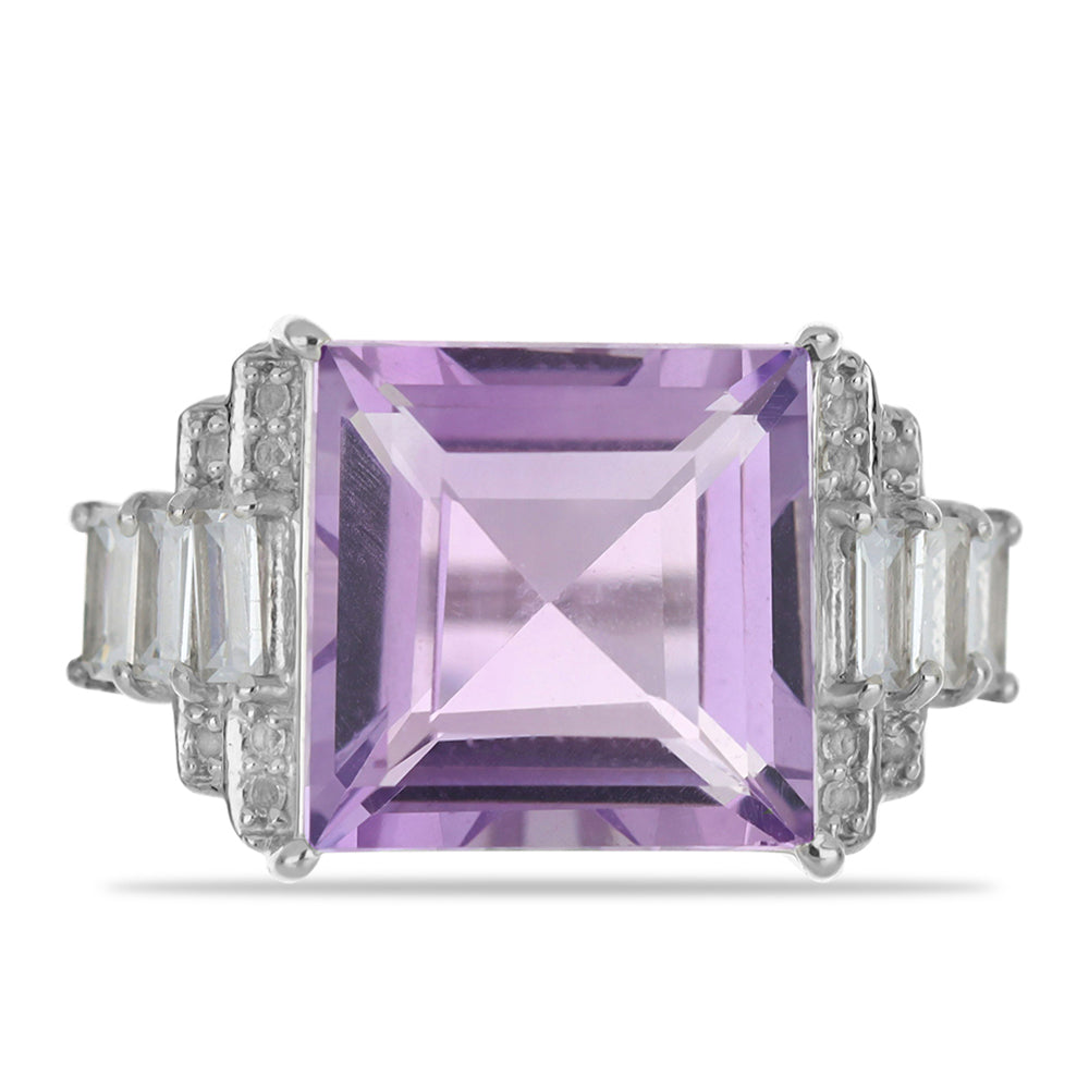 Silberring mit Amethyst aus Vera Cruz und weißem Topas