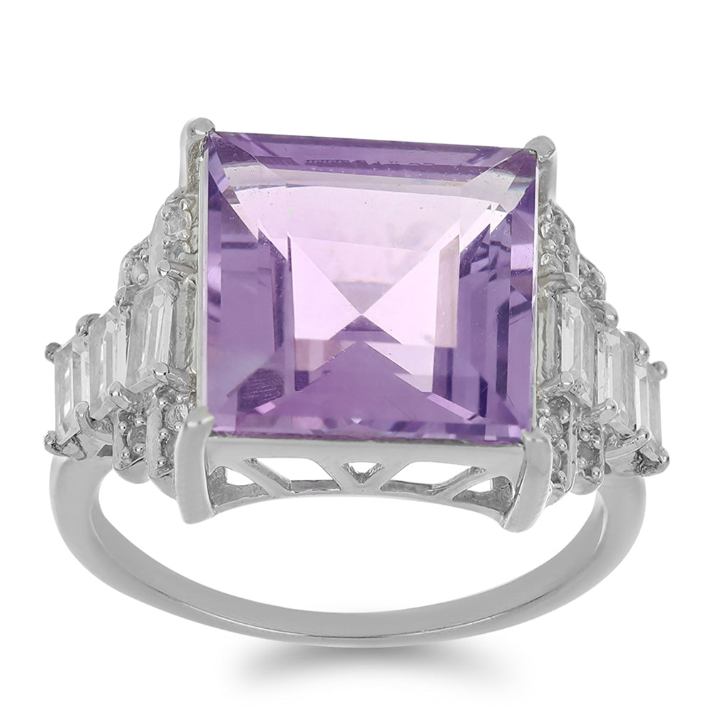 Silberring mit Amethyst aus Vera Cruz und weißem Topas