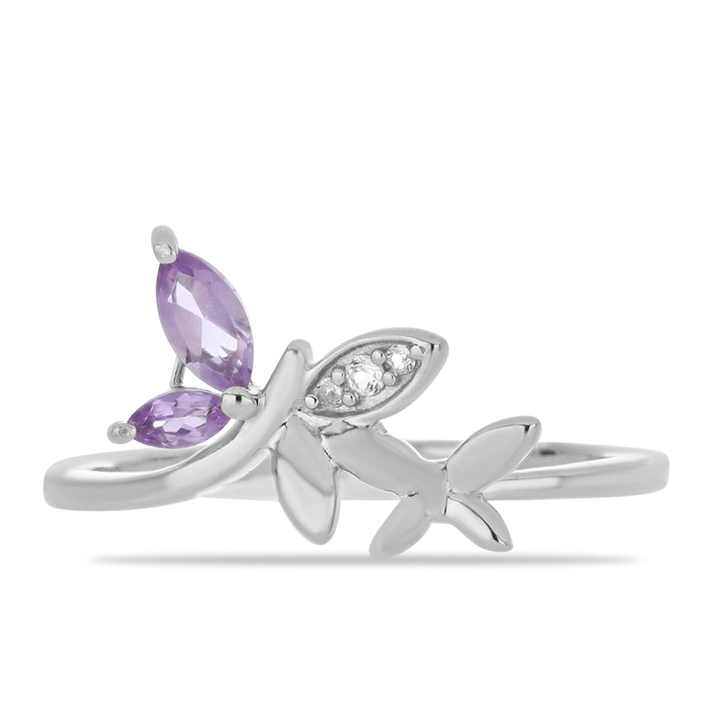 Silberring mit Amethyst aus Vera Cruz und weißem Topas 1 