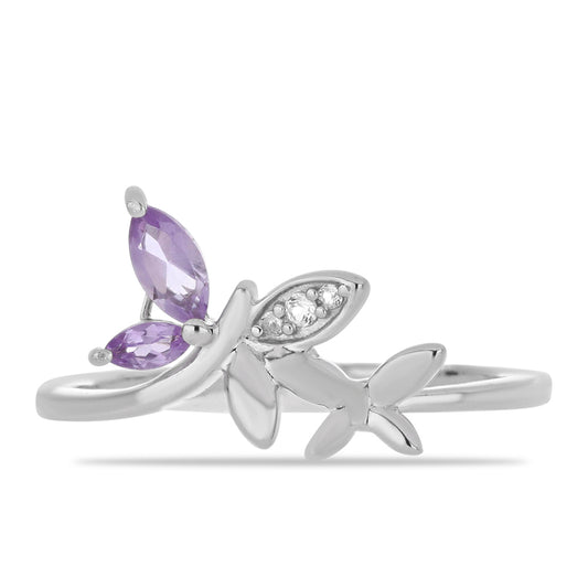 Silberring mit Amethyst aus Vera Cruz und weißem Topas