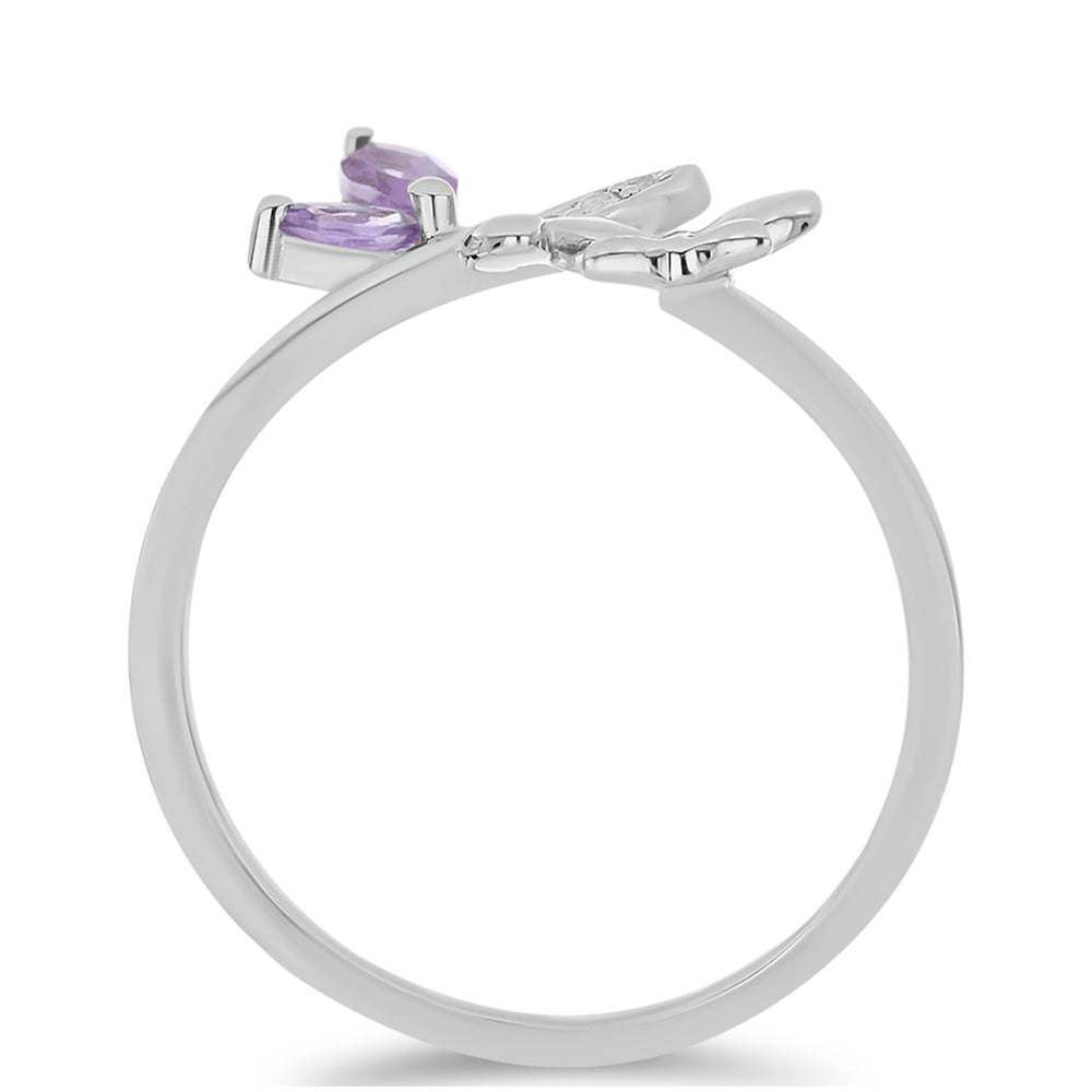 Silberring mit Amethyst aus Vera Cruz und weißem Topas