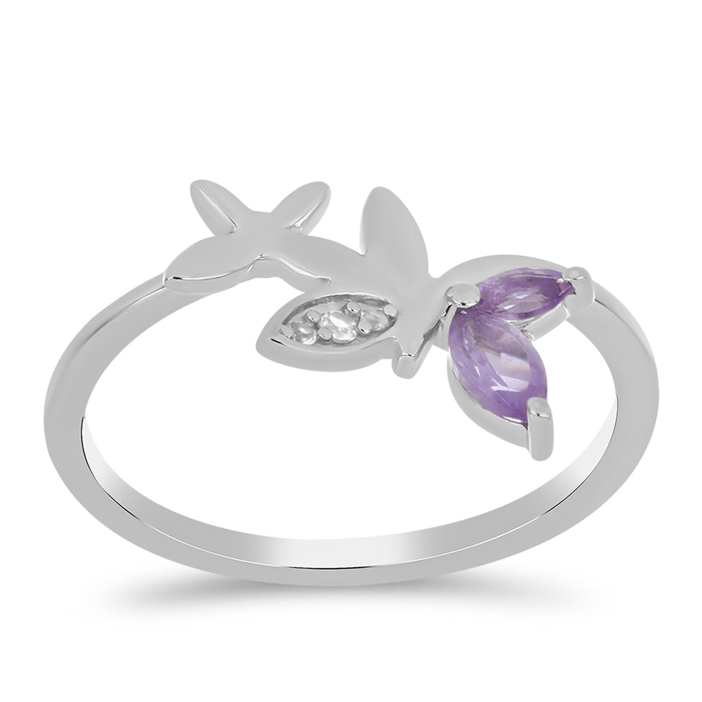 Silberring mit Amethyst aus Vera Cruz und weißem Topas 3 