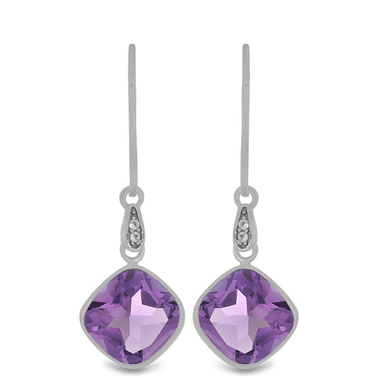 Silberohrringe mit Amethyst aus Vera Cruz und weißem Topas