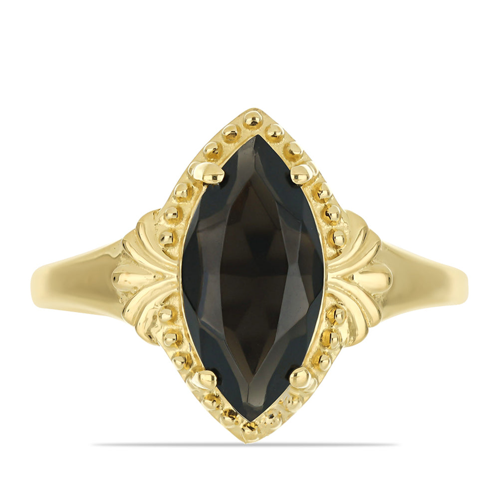 Goldplattierter Silberring mit Obsidian