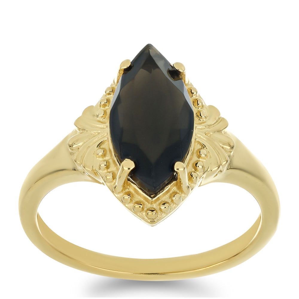 Goldplattierter Silberring mit Obsidian 3 