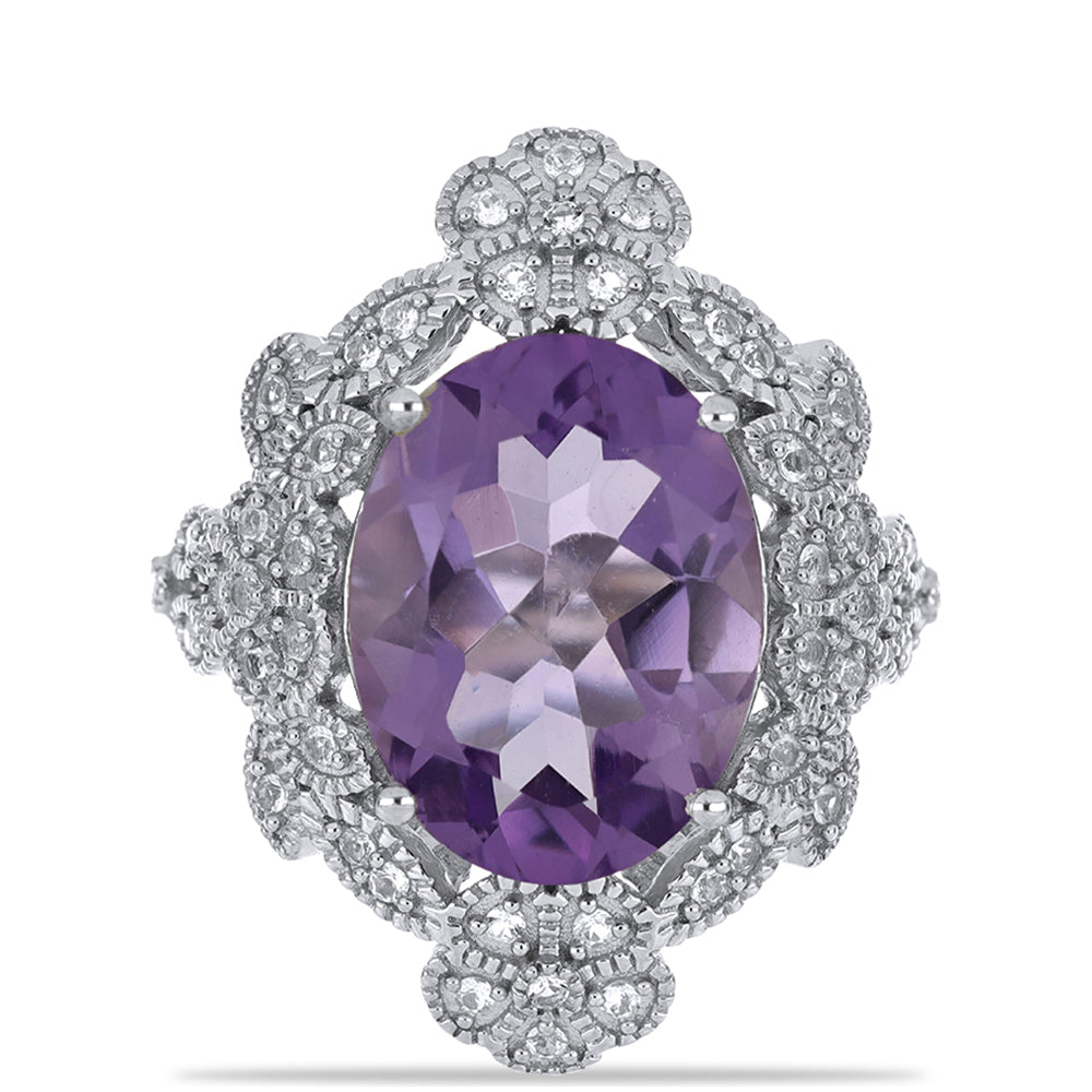 Silberring mit Amethyst aus Vera Cruz und weißem Topas 1 